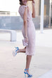 Elegant Ruffle Sleeves Waisted Lace Midi Dress