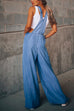 Priyavil Pocketed Wide Leg Baggy Denim Overalls