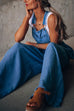 Priyavil Pocketed Wide Leg Baggy Denim Overalls