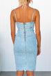 Priyavil High Waist Slit Distressed Denim Bodycon Cami Dress