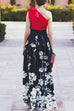 High Waist Floral Print Swing Maxi Satin Skirt