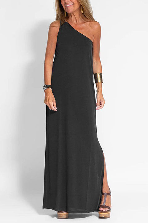 Priyavil Sleeveless One Shoulder Side Split Maxi Dress