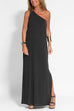 Priyavil Sleeveless One Shoulder Side Split Maxi Dress